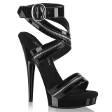 Svarta lack high heels 15 cm SULTRY-619 platå high heels