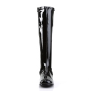 Svarta lackstövlar blockklack 5 cm - 70 tal hippie boots disco gogo knähöga stövlar