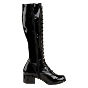 Svarta lackstövlar snörstövlar 5 cm Lack - 70 tal hippie disco gogo boots