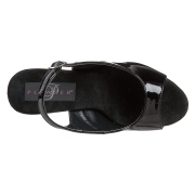 Svarta slingback lackskor med klack 15 cm DELIGHT-654 högklackade slingback skor