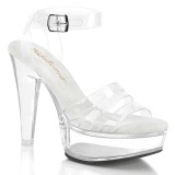Transparent 13 cm MARTINI-505 Vita platå högklackat sandaler kvinnor