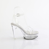 Transparent 13 cm MARTINI-505 Vita plat hgklackat sandaler kvinnor