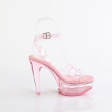 Transparent 13 cm MARTINI-505 rosa plat hgklackat sandaler kvinnor