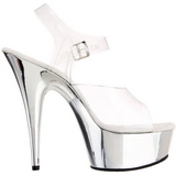 Transparent 15 cm Pleaser DELIGHT-608 Plat�sandaletter med Krom