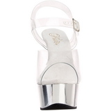 Transparent 15 cm Pleaser DELIGHT-608 Plat�sandaletter med Krom