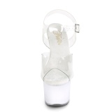 Transparent 18 cm DISCOLITE-708 poledance sandaletter skor LED gldlampa