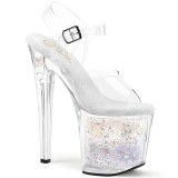 Transparent 19 cm ENCHANT-708AQ2 glitter plat high heels