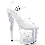 Transparent 19 cm ENCHANT-708AQ3 glitter plat high heels