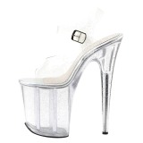 Transparent 20 cm FLAMINGO-808MMG glitter high heels shoes