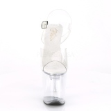 Transparent 20 cm FLASH-808 pole dance skor med LED-lampa plat