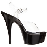 Transparent Svart 15 cm Pleaser DELIGHT-608 H�ga Plat�sandaletter
