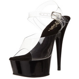 Transparent Svart 15 cm Pleaser DELIGHT-608 H�ga Plat�sandaletter