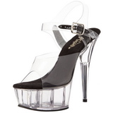 Transparent Svart 15 cm Pleaser DELIGHT-608 H�ga Plat�sandaletter