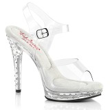 Transparent high heels 12,5 cm GLORY-508SDT strass platå high heels