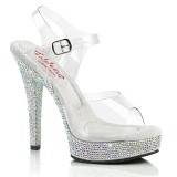 Transparent high heels 13,5 cm MAJESTY-508DM strass platå high heels