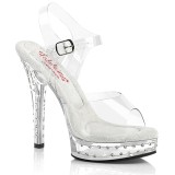 Transparent high heels 13,5 cm MAJESTY-508SDT strass platå high heels