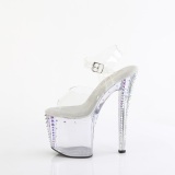 Transparent rhinestones platform 19 cm 708RS-02 pleaser high heels sandals