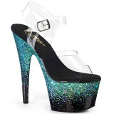 Turkosblå 18 cm ADORE-708SS glitter platå high heels