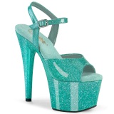 Turkosblå 18 cm ADORE-709GP glitter platå high heels