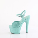 Turkosblå 18 cm ADORE-709GP glitter platå high heels