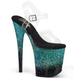 Turkosbl 20 cm FLAMINGO glitter plat high heels