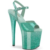 Turquoise 20 cm FLAMINGO-809GP glitter platform sandals shoes