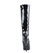 Varnished patent knee high boots 16 cm - pointed toe lace up stiletto boots