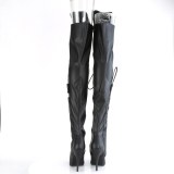 Vegan 13 cm SEDUCE-3082 lårhöga boots för män och drag queens i svart