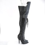 Vegan 13 cm SEDUCE-3082 lårhöga boots för män och drag queens i svart