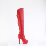 Vegan 15 cm DELIGHT-3018 high heeled thigh high boots with buckles red