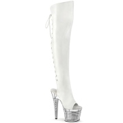 Vegan 18 cm SPECTATOR-3019 White overknee high heel boots