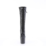 Vegan 20 cm CRAZE-2023 Heelless platform pony knee boots black