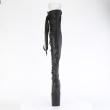 Vegan 20 cm CRAZE-3050 Heelless overknee platstvlar pony heels svarta