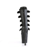Vegan 20 cm RAPTURE-1052BK sp�nnen st�vletter med skalle klackar