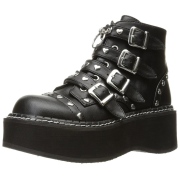 Vegan 5 cm DEMONIA EMILY-315-1 goth ankle boots with buckles