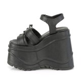 Vegan Black 15 cm Demonia WAVE-13 lolita platform wedge sandals