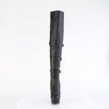 Vegan boots 15 cm DELIGHT-3018 svarta lårhöga boots med klack og spænder