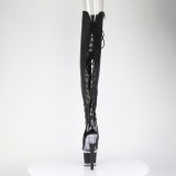 Vegan boots 18 cm SPECTATOR-3030 svarta lrhga stvlar ppen t med klack og snrning