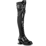 Vegan boots 7 cm BRATTY-304 lårhöga boots med chunky heels