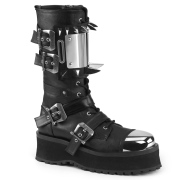 Vegan leather GRAVEDIGGER-250 demonia boots - unisex steel toe combat boots