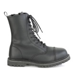 Vegan leather RIOT-10 demonia ankle boots - steel toe combat boots