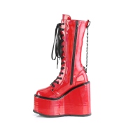 Vegan red 14 cm SWING-150 cyberpunk platform boots