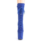 Vegan suede 20 cm FLAMINGO-1050FS Exotic pole dance boots in blue