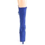 Vegan suede 20 cm FLAMINGO-1050FS Exotic pole dance boots in blue