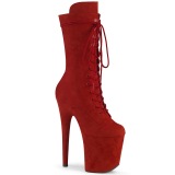 Vegan suede 20 cm FLAMINGO-1050FS Exotic pole dance boots in red
