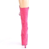Vegan suede 20 cm FLAMINGO-1050FS kvinnor platåstövlar - pole dance stövlar i pink