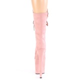 Vegan suede 20 cm FLAMINGO-1050FS kvinnor platåstövlar - pole dance stövlar i rosa