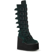 Velvet 14 cm SWING-815 buckle boots - alternative boots platform green