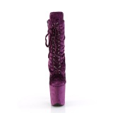 Velvet 20 cm FLAMINGO-1045VEL Purple ankle boots high heels + protective toe caps