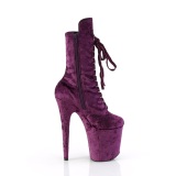 Velvet 20 cm FLAMINGO-1045VEL Purple ankle boots high heels + protective toe caps